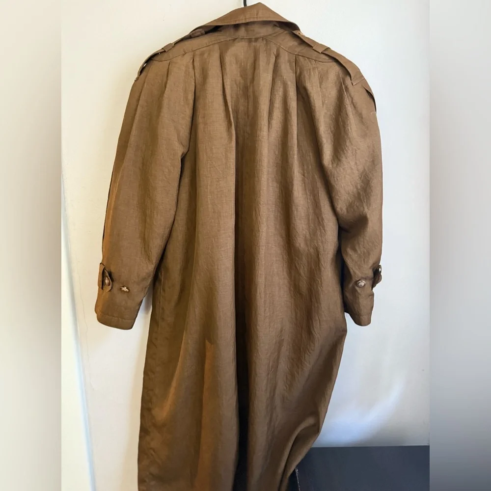 J. Gallery Vintage Petite Brown Spring Trench Coat – Made in Korea – Size 2 - Picture 3 of 12